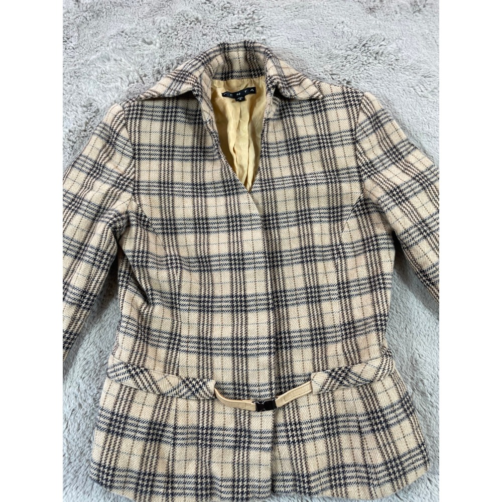 Vtg Penta Wool Plaid Blazer Size 4 Fitted Jacket Career Academia Made in USA Y2K